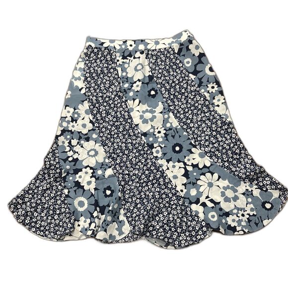 Michael Kors Collection Skirt Womens 6 Silk Floral Midi Navy Blue Semi Sheer - Picture 1 of 6